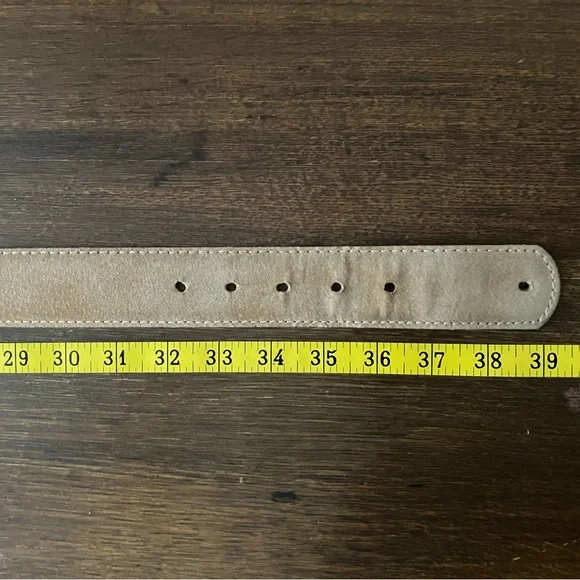 Tan Suede Belt with Gold Buckle - Picture 3 of 4